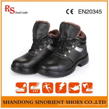 Sapatos de segurança de inverno resistentes a produtos químicos com forro de pele artificial RS820